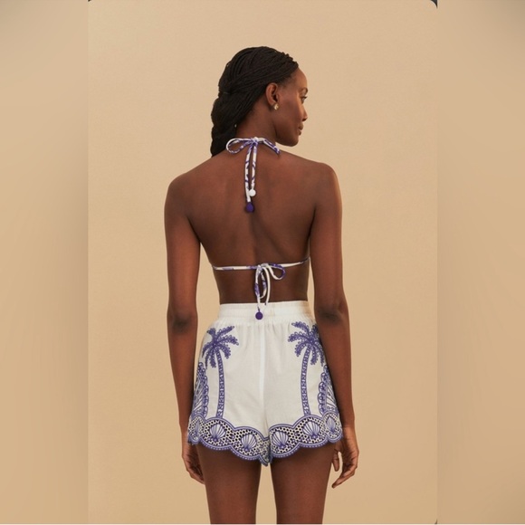 Farm Rio Blue Palm Trees Richelieu Short - Picture 5 of 9